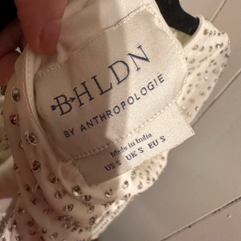 ANTHROPOLOGIE BHLDN WEDDING DRESS Elegant White Embellished Women's dress - Picture 9 of 9